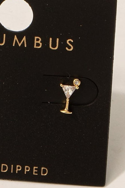 Fame Cubic Zirconia Martini Glass Stud Earrings