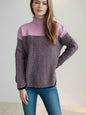 Contrast Turtleneck Long Sleeve Sweater