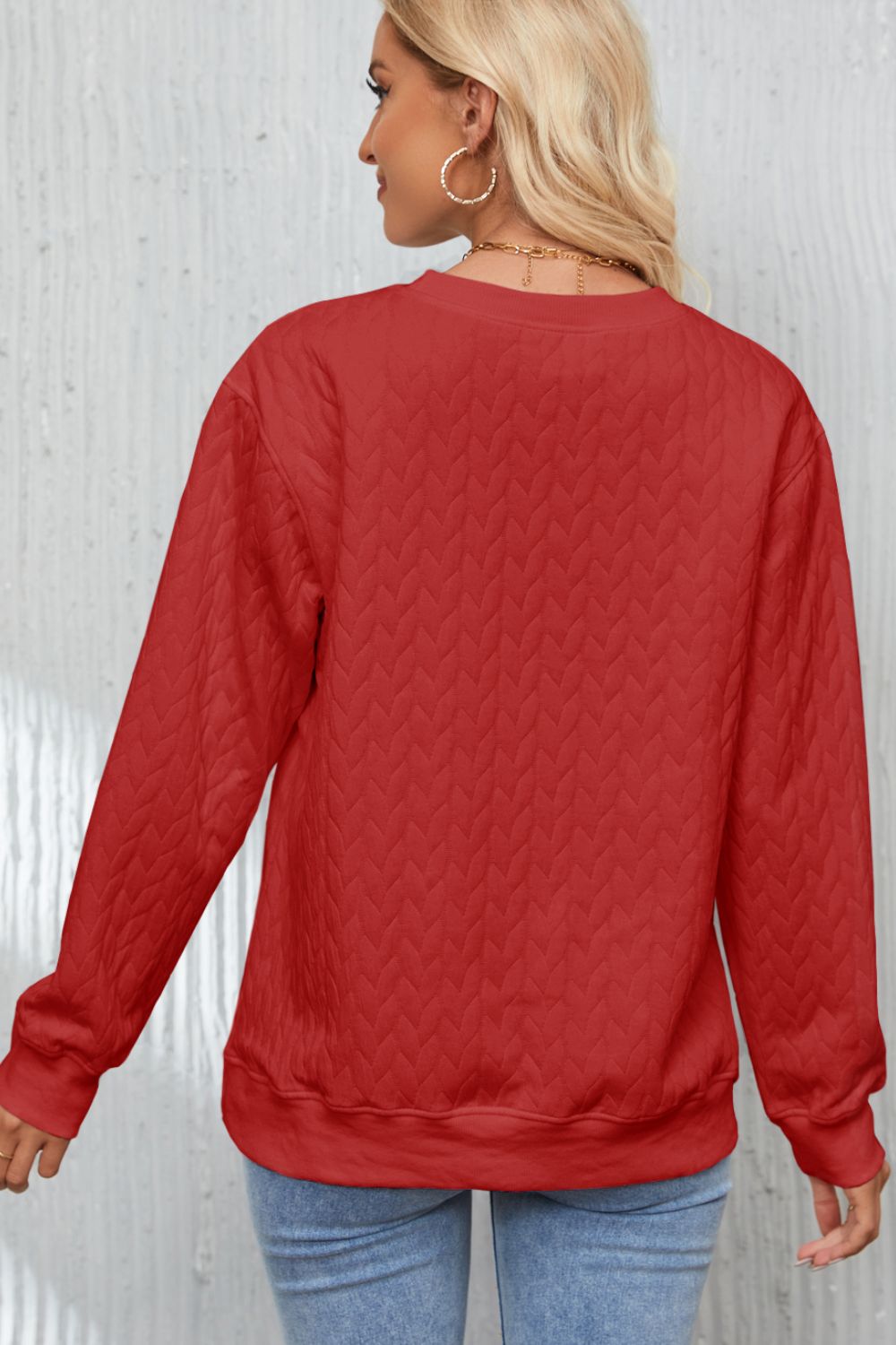 XOXO Heart Round Neck Dropped Shoulder Sweatshirt