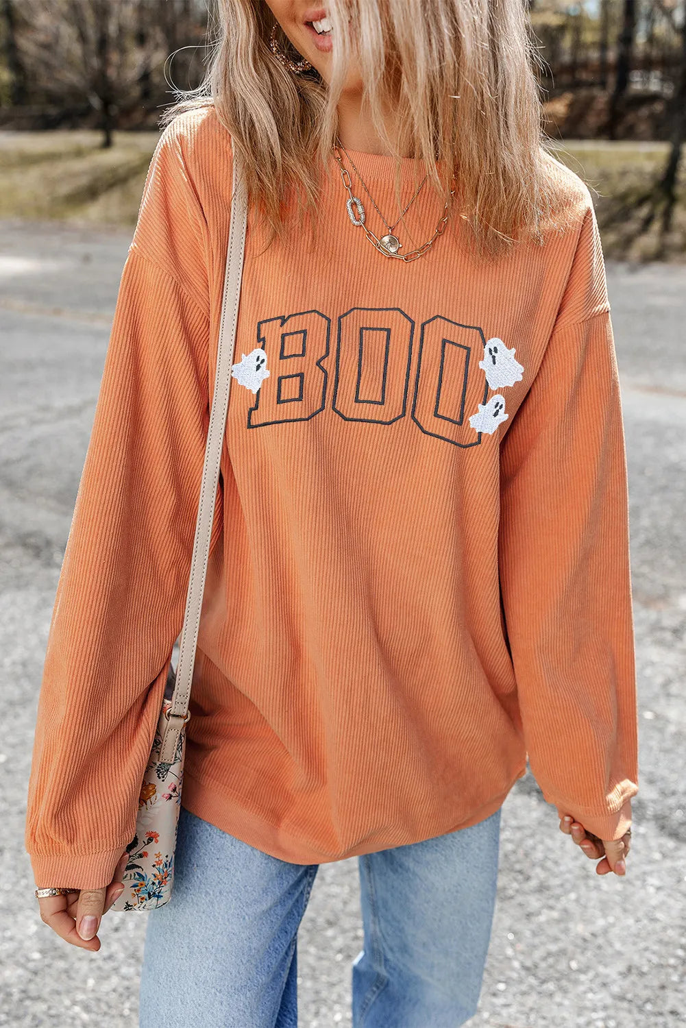 BOO Round Neck Long Sleeve Sweatshirt