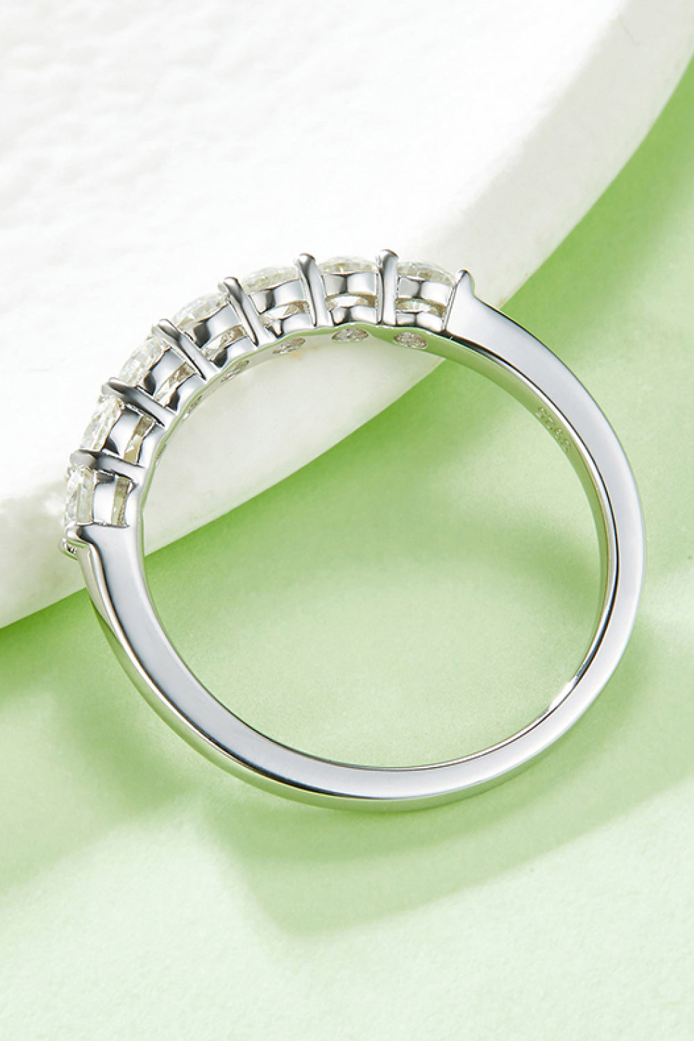 Moissanite Platinum-Plated Half-Eternity Ring