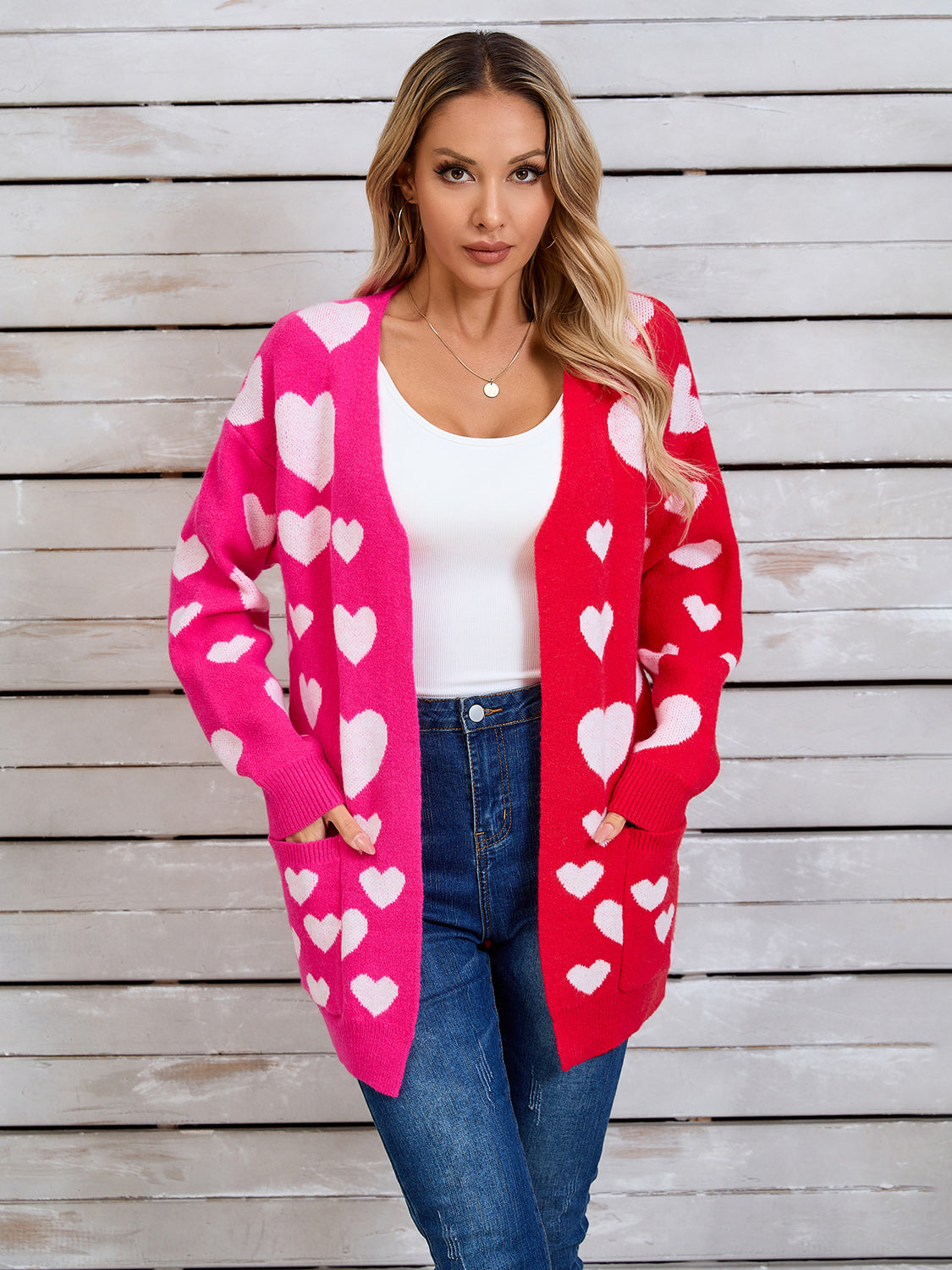 Angel Wings Heart Open Front Long Sleeve Cardigan