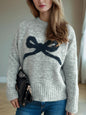 Bow Round Neck Long Sleeve Sweater