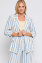 Love Tree Linen Woven Striped Blazer