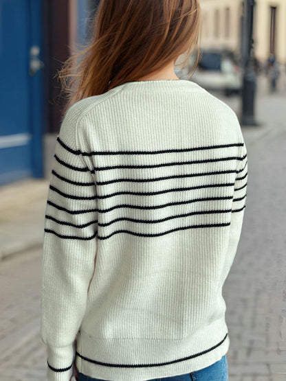 Striped Round Neck Long Sleeve Sweater