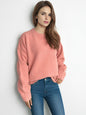 Round Neck Dropped Shoulder Long Sleeve Sweater